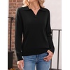 Zeagoo Womens Sweaters Long Sleeve Polo V Neck Knitted Business Casual Tops(Black)