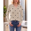 Zeagoo Womens Sweaters Long Sleeve Polo V Neck Knitted Business Casual Tops(Polka Dot Apricot)