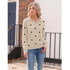 Zeagoo Womens Sweaters Long Sleeve Polo V Neck Knitted Business Casual Tops(Polka Dot Apricot)