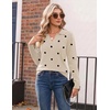 Zeagoo Womens Sweaters Long Sleeve Polo V Neck Knitted Business Casual Tops(Polka Dot Apricot)
