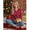 Zeagoo Womens Sweaters Long Sleeve Polo V Neck Knitted Business Casual Tops(Polka Dot Red)
