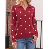 Zeagoo Womens Sweaters Long Sleeve Polo V Neck Knitted Business Casual Tops(Polka Dot Red)