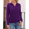 Zeagoo Womens Sweaters Long Sleeve Polo V Neck Knitted Business Casual Tops(Purple)