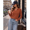 Zeagoo Womens Sweaters Long Sleeve Polo V Neck Knitted Business Casual Tops(Rust Red)
