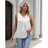 Zeagoo Womens Tank Tops Satin Silk Sleeveless Tops V Neck Pleated Shirts(A-white)
