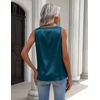 Zeagoo Womens Tank Tops Satin Silk Sleeveless Tops V Neck Pleated Shirts(Blue Green)