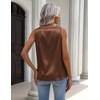 Zeagoo Womens Tank Tops Satin Silk Sleeveless Tops V Neck Pleated Shirts(Brown)