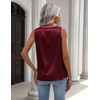 Zeagoo Womens Tank Tops Satin Silk Sleeveless Tops V Neck Pleated Shirts(Dark Red)