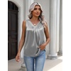 Zeagoo Womens Tank Tops Satin Silk Sleeveless Tops V Neck Pleated Shirts(Gray)