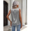 Zeagoo Womens Tank Tops Satin Silk Sleeveless Tops V Neck Pleated Shirts(Gray)