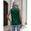 Zeagoo Womens Tank Tops Satin Silk Sleeveless Tops V Neck Pleated Shirts(Green)