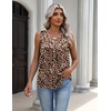 Zeagoo Womens Tank Tops Satin Silk Sleeveless Tops V Neck Pleated Shirts(Leopard Print)