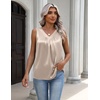 Zeagoo Womens Tank Tops Satin Silk Sleeveless Tops V Neck Pleated Shirts(Light Champagne)