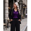 Zeagoo Womens Tank Tops Satin Silk Sleeveless Tops V Neck Pleated Shirts(Purple)