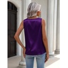 Zeagoo Womens Tank Tops Satin Silk Sleeveless Tops V Neck Pleated Shirts(Purple)