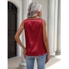 Zeagoo Womens Tank Tops Satin Silk Sleeveless Tops V Neck Pleated Shirts(Red)