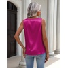 Zeagoo Womens Tank Tops Satin Silk Sleeveless Tops V Neck Pleated Shirts(Rose Red)