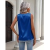 Zeagoo Womens Tank Tops Satin Silk Sleeveless Tops V Neck Pleated Shirts(Sky Blue)