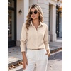 Zeagoo Women’s Wrinkle Free Button Down Shirts Long Sleeve Business Tops(Champagne)