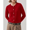 Zeagoo Wool Blend Cardigan Sweaters for Women 2026 Casual Fall Outfits(Red)