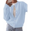 Zeagoo Wool Blend Cardigan Sweaters for Women 2026 Casual Fall Outfits(Blue)