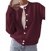 Zeagoo Wool Blend Cardigan Sweaters for Women 2026 Casual Fall Outfits(Wine Red)