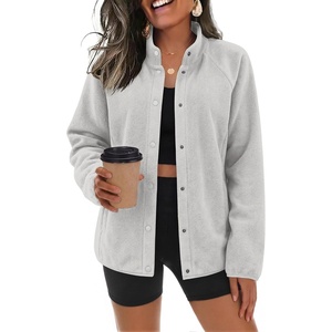 Zeagoo Fleece Jackets for Women Fall Clothe Button Winter Coat with Pockets(Light Grey)