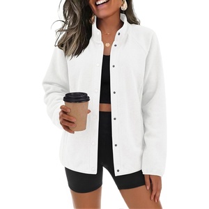 Zeagoo Fleece Jackets for Women Fall Clothe Button Winter Coat with Pockets(White)