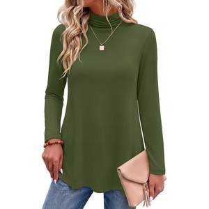 Zeagoo Long Sleeve Shirts for Women Turtleneck Work Casual Tunic Tops(Army Green)