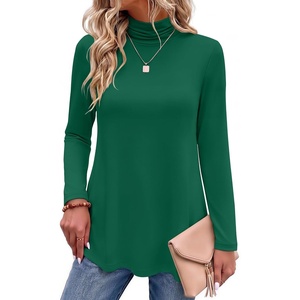 Zeagoo Long Sleeve Shirts for Women Turtleneck Work Casual Tunic Tops(Green)