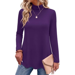 Zeagoo Long Sleeve Shirts for Women Turtleneck Work Casual Tunic Tops(Purple)