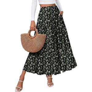 Zeagoo Women’s Chiffon Elastic High Waist Pleated Maxi Skirt with Pockets(Xh577)
