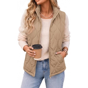 Zeagoo Womens Puffer Vest Lightweight Quilted Coat Sleeveless Jackets(Khaki)