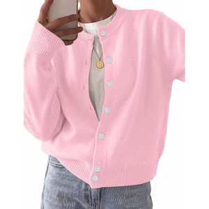 Zeagoo Wool Blend Cardigan Sweaters for Women 2026 Casual Fall Outfits(Pink)
