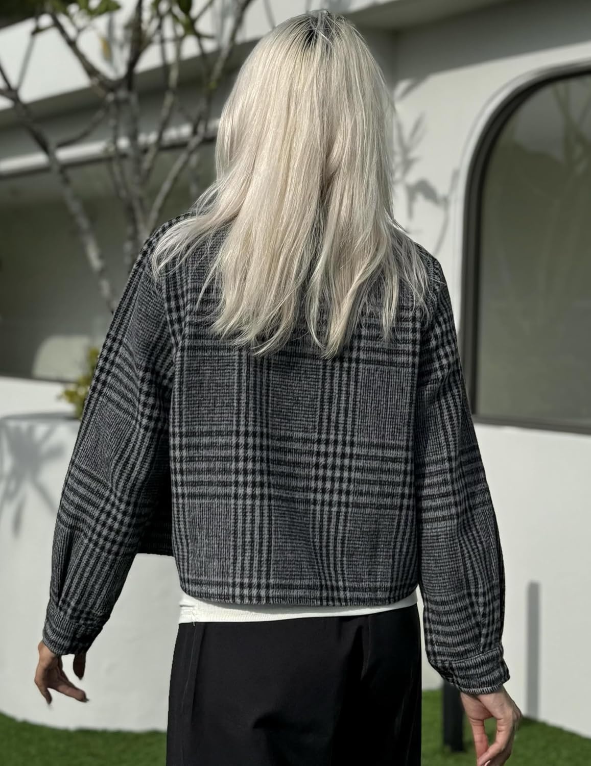 image:imageZeagoo Flannels for Women Cropped Shacket Jacket Fashion Plaid Fall CoatZgw414