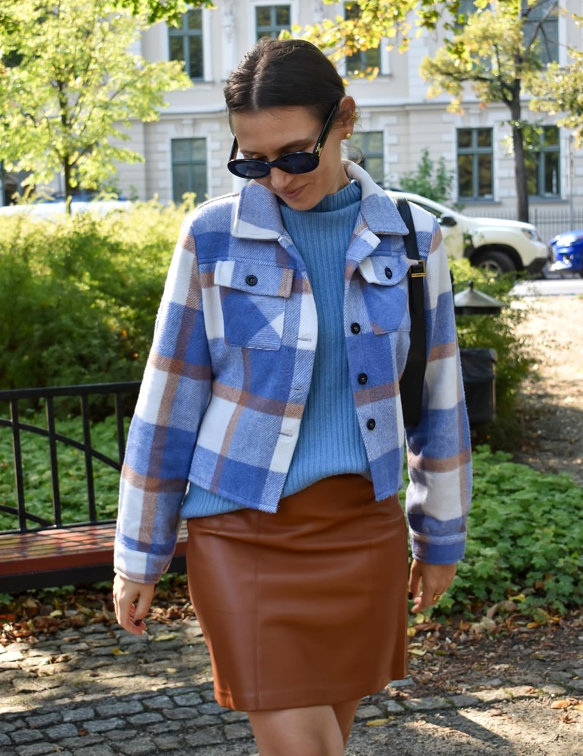 image:imageZeagoo Flannels for Women Cropped Shacket Jacket Fashion Plaid Fall CoatZgz929