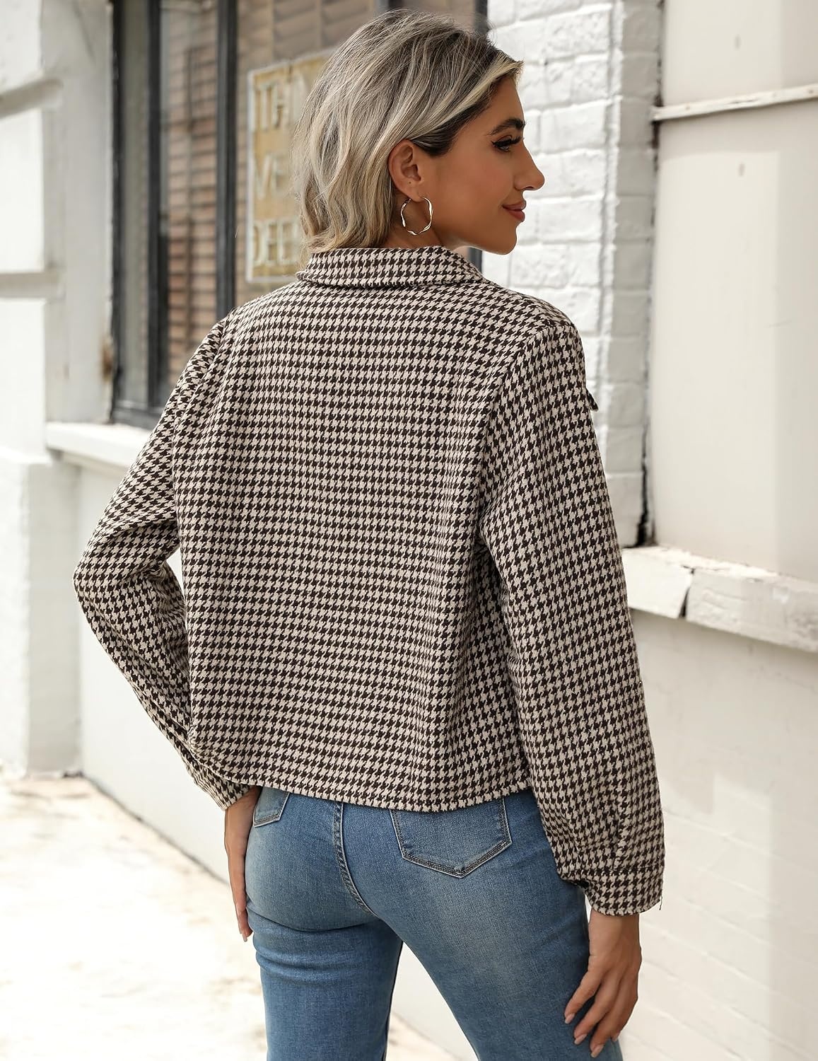 image:imageZeagoo Flannels for Women Cropped Shacket Jacket Fashion Plaid Fall CoatZjh459