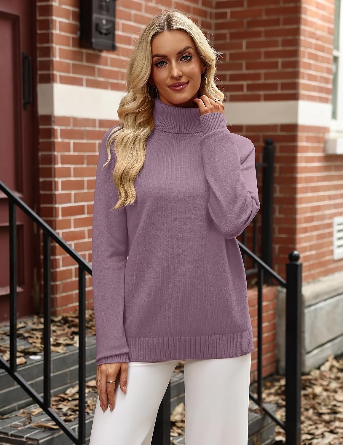 image:imageZeagoo Womens Sweaters Fall Turtleneck Tops Long Sleeve Winter ClothingPurple
