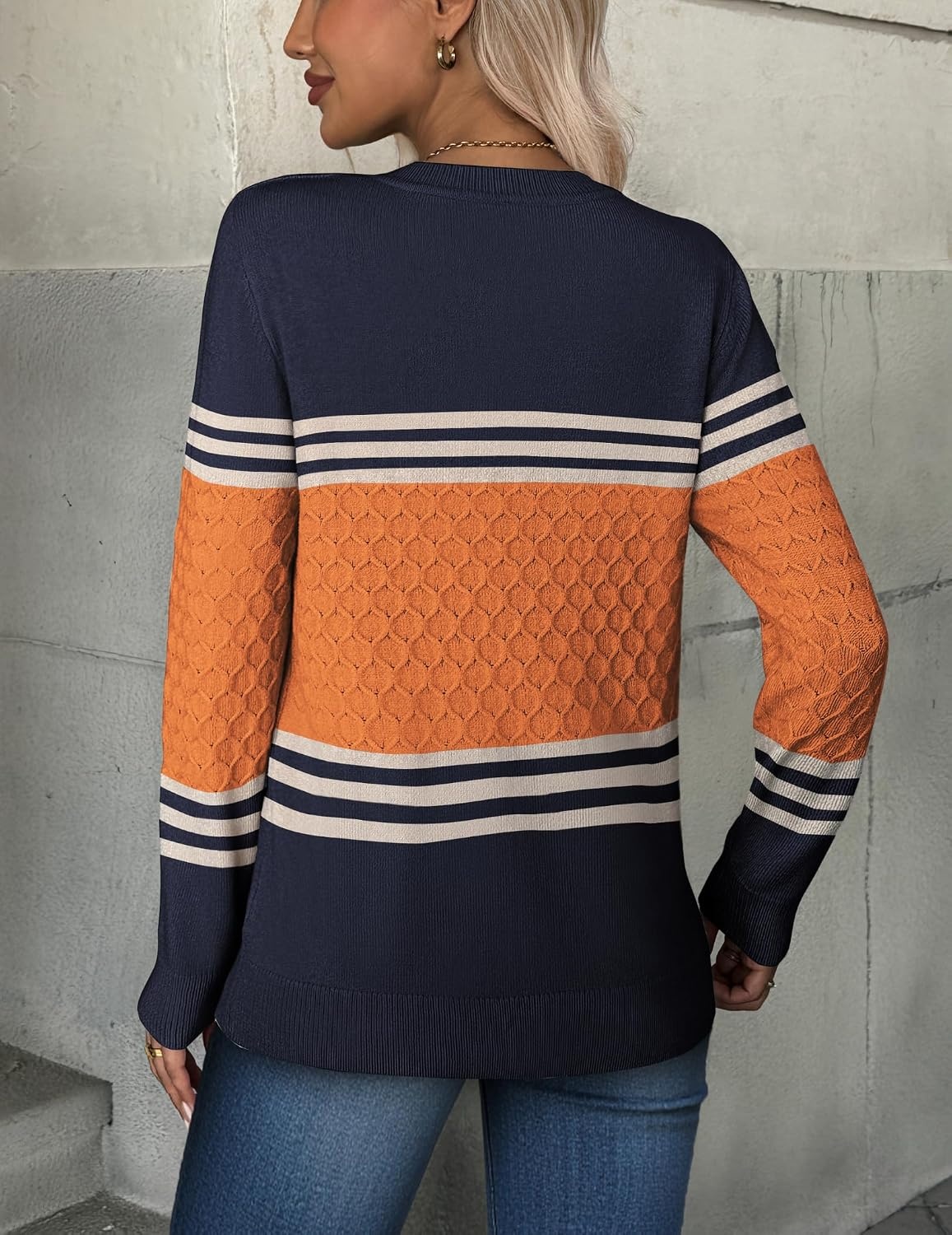 image:imageZeagoo Womens Sweaters Long Sleeve Crew Neck Ribbed Knit Tops Fall ClothesOrange