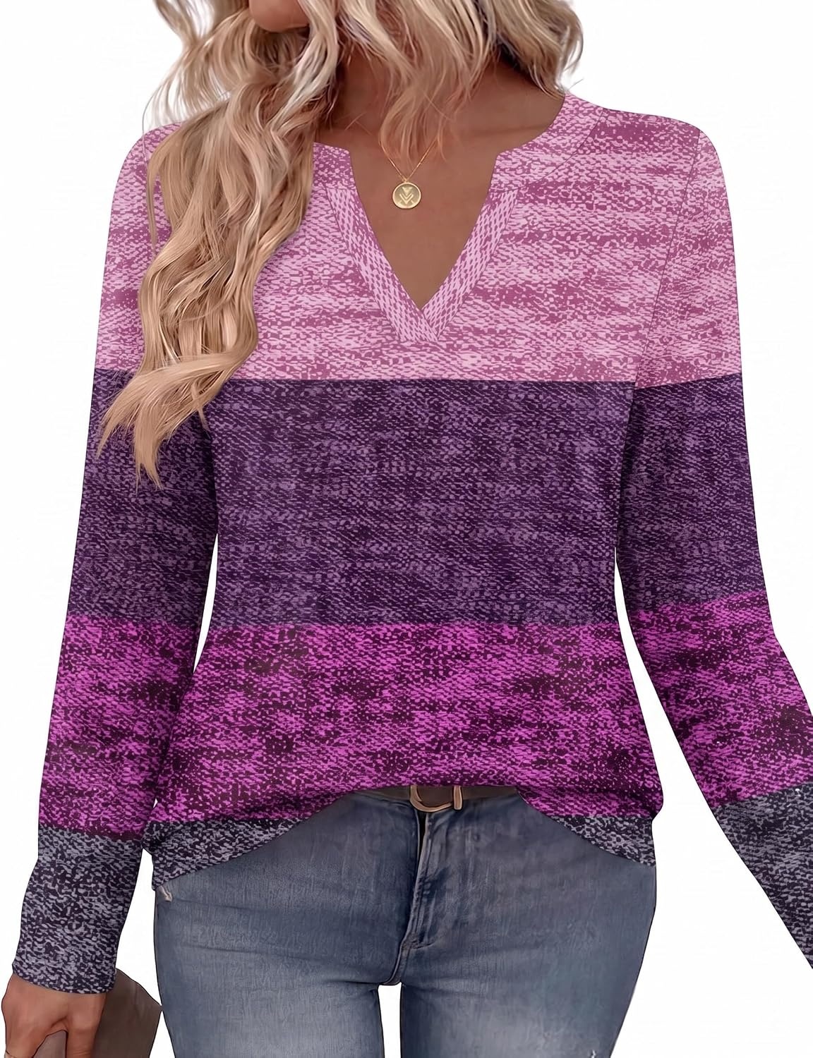 image:imageZeagoo Womens Tops Long Sleeve V Neck Tee Shirts Cute Dressy CasualPurple Jh695