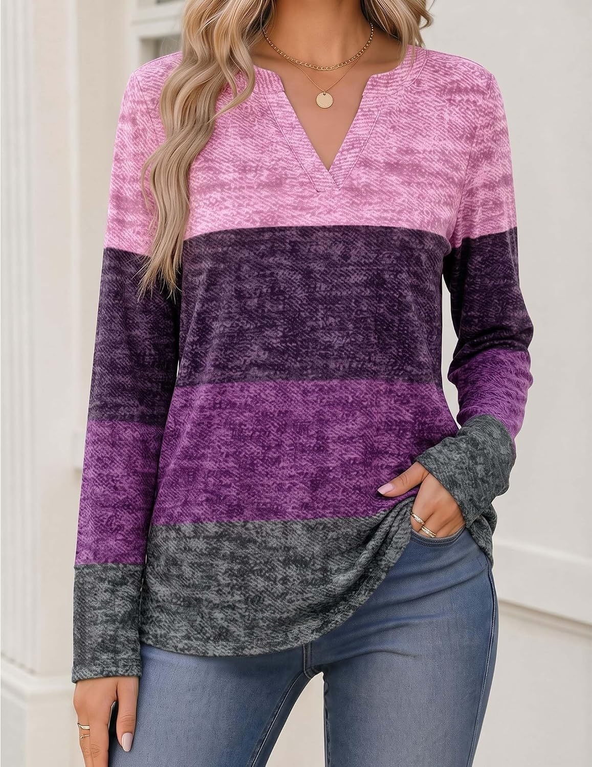 image:imageZeagoo Womens Tops Long Sleeve V Neck Tee Shirts Cute Dressy CasualPurple Jh695