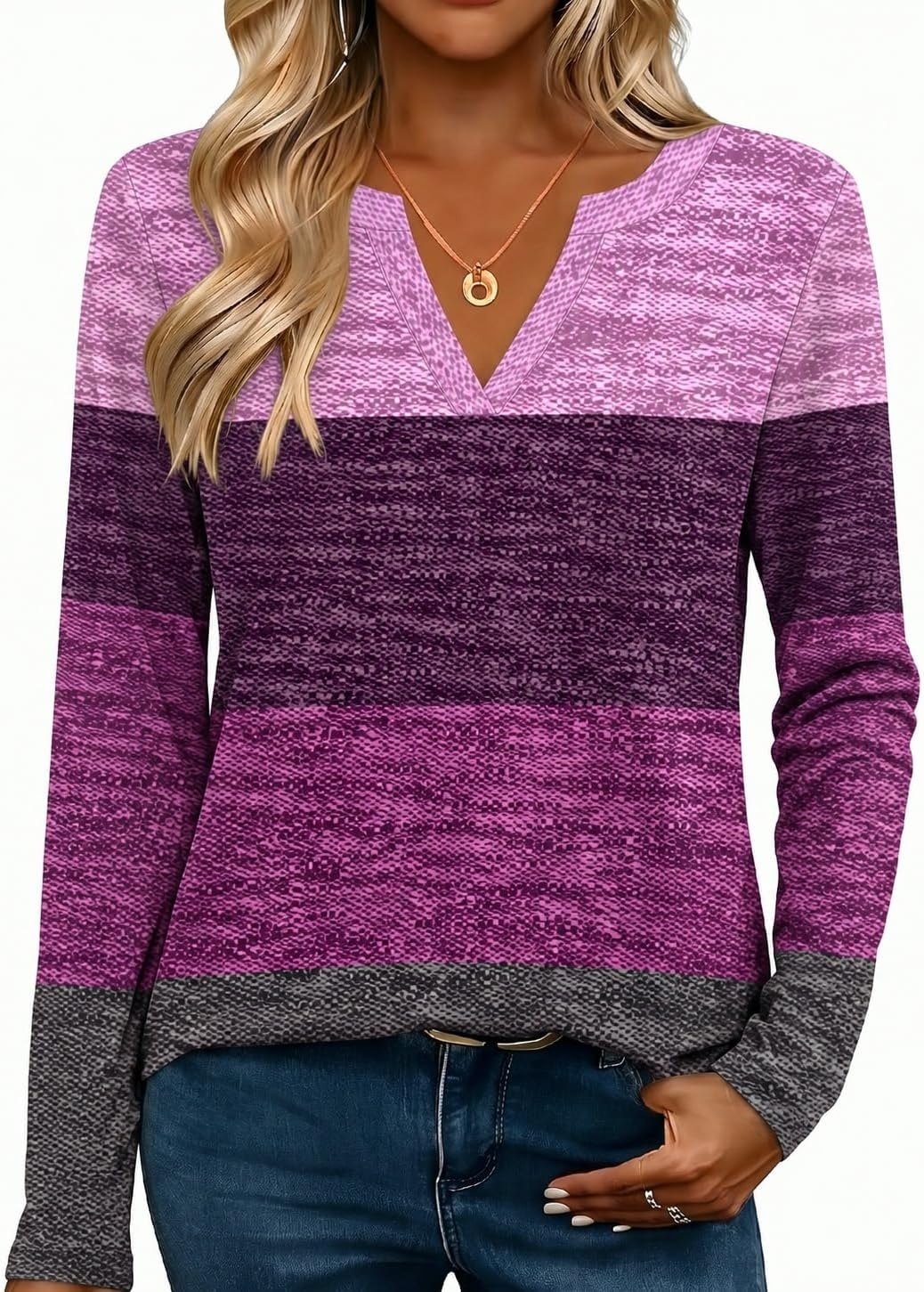 image:imageZeagoo Womens Tops Long Sleeve V Neck Tee Shirts Cute Dressy CasualPurple Jh695
