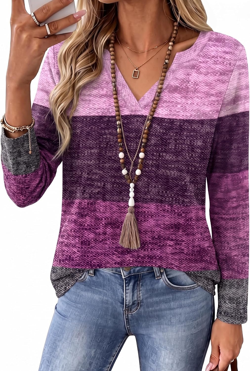 image:imageZeagoo Womens Tops Long Sleeve V Neck Tee Shirts Cute Dressy CasualPurple Jh695