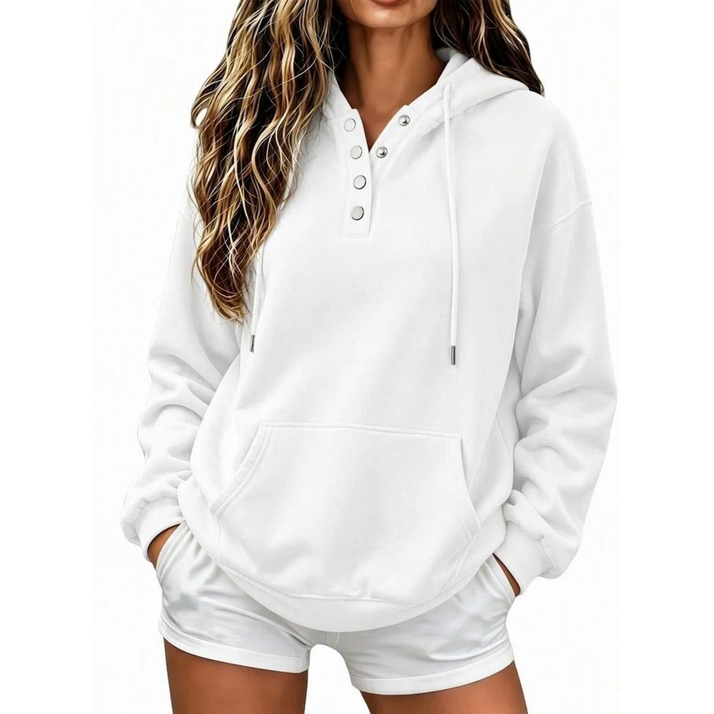 image:imageZeagoo Hoodies for Women Casual Button Sweatshirt Oversized Fall ClothesWhite