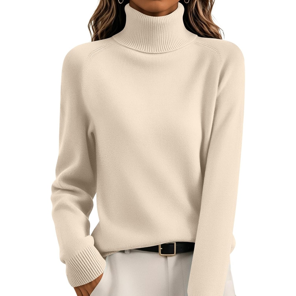 image:imageZeagoo Womens Sweaters Fall Turtleneck Tops Long Sleeve Winter ClothingBeige