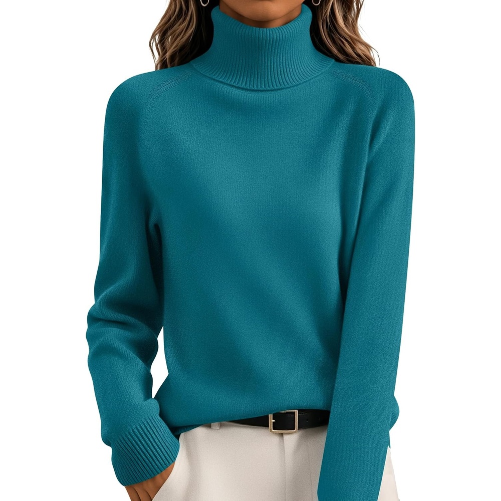 image:imageZeagoo Womens Sweaters Fall Turtleneck Tops Long Sleeve Winter ClothingPeacock Blue