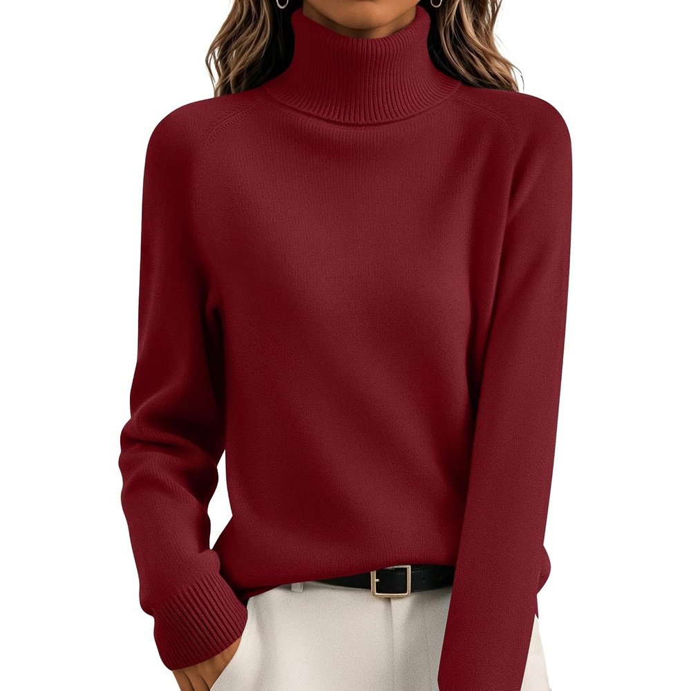 image:imageZeagoo Womens Sweaters Fall Turtleneck Tops Long Sleeve Winter ClothingWine Red