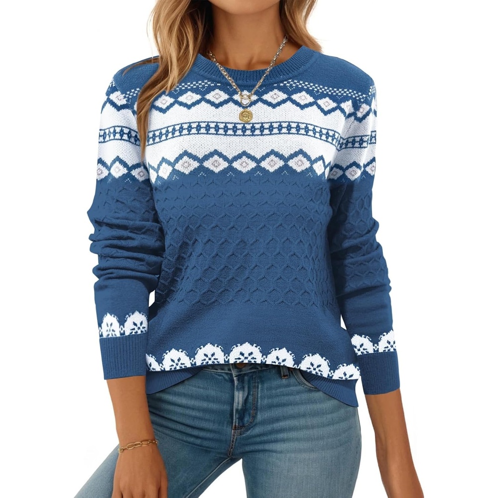 image:imageZeagoo Womens Sweaters Long Sleeve Crew Neck Ribbed Knit Tops Fall ClothesJh732