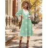 Zeagoo 3/4 Sleeve Dress for Women Midi Dresses V Neck Lace Casual Sundress(Green Floral)