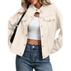 Zeagoo Faux Suede Cropped Jackets for Women Trendy Fall Shackets Coats(Beige)